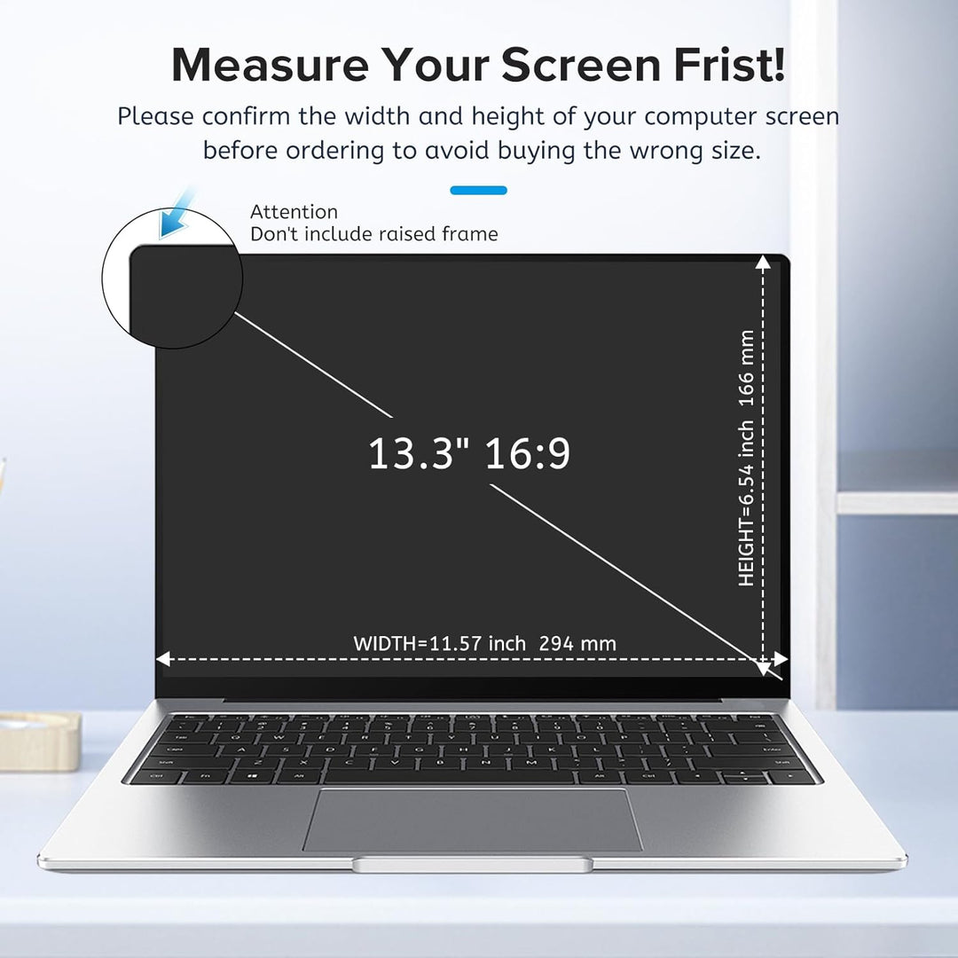 MOBDIK Blickschutzfolie für 13.3 Zoll Laptop 16:9 Abnehmbarer Anti Spy Blickschutz Privacy Filter Bl