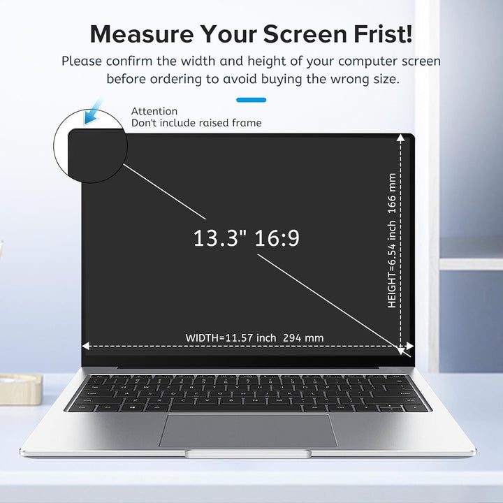 MOBDIK Blickschutzfolie für 13.3 Zoll Laptop 16:9 Abnehmbarer Anti Spy Blickschutz Privacy Filter Bl