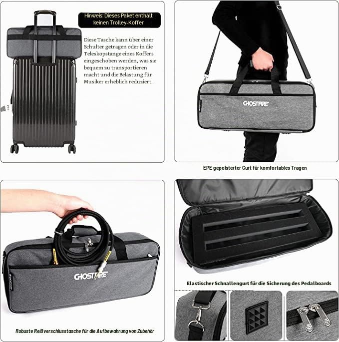 Ghost Fire Guitar Pedal Board 1.1ib Aluminum Super light Effect Pedalboard with Carry Bag (19.7''x7'