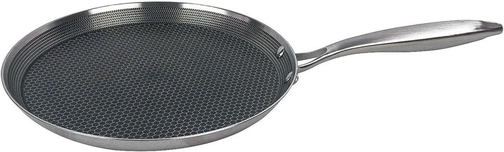 4BIG.fun Ø28cm Pfannkuchen Pfanne aus Edelstahl Induktion Bratpfanne Blinis Crêpes Crêpepfanne Omele
