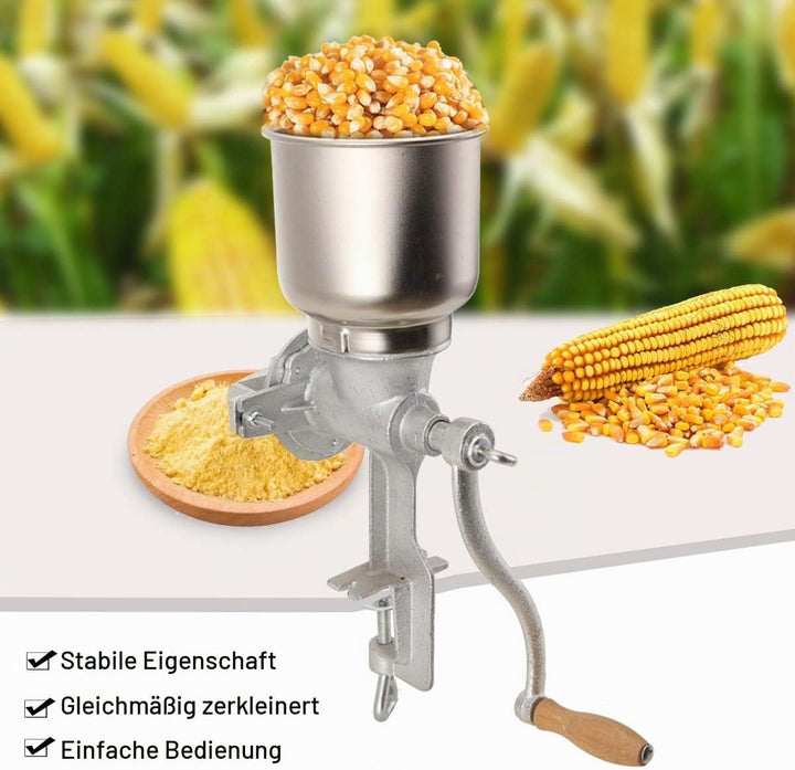 Manuelle Getreidemühle - Handbetriebene Kornschleifwerkzeuge mit Handkurbel &amp; Tischklemmen-Design -