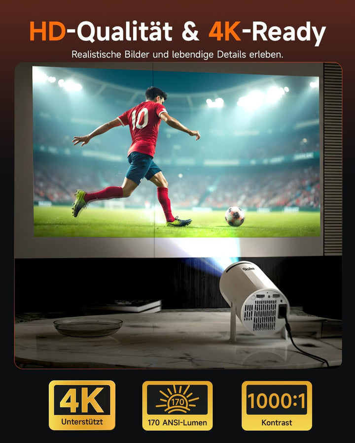 Rollei Smart Beamer 4K SB-502 Mini Projector Klein mit Auto Keystone ±35°
