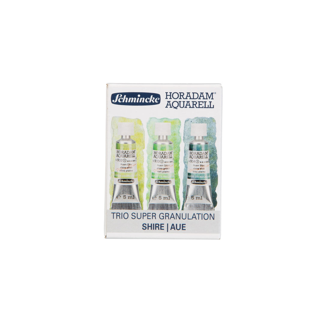 Schmincke – HORADAM® AQUARELL, Super Granulation Trio Aue, 5 ml Tuben, 74 619 097, Kartonset, sehr s