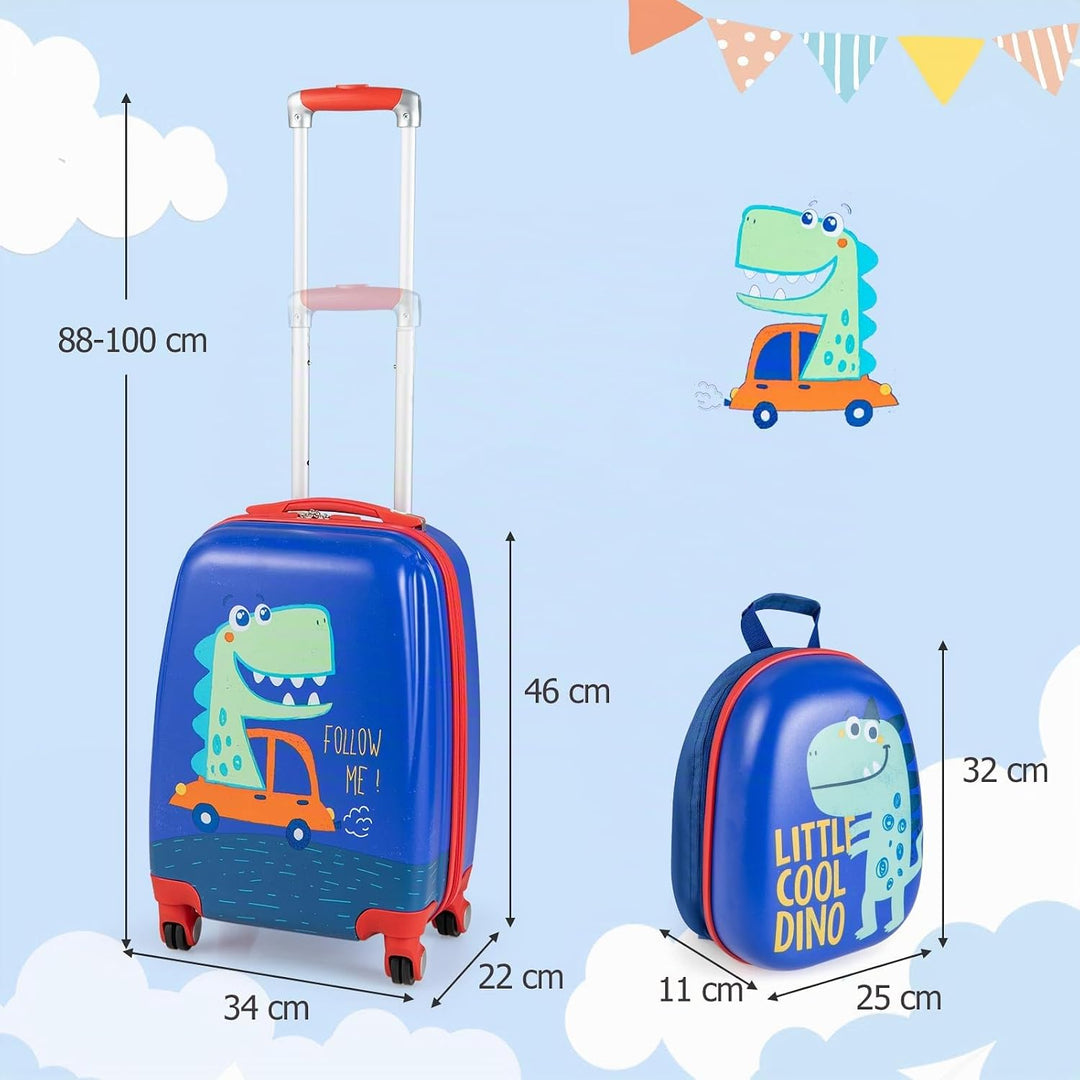 DREAMADE 2 TLG. Kinderkoffer &amp; Rucksack, 16” +12” Kinderkofferset, Kindertrolley Kindergepäck, Handg