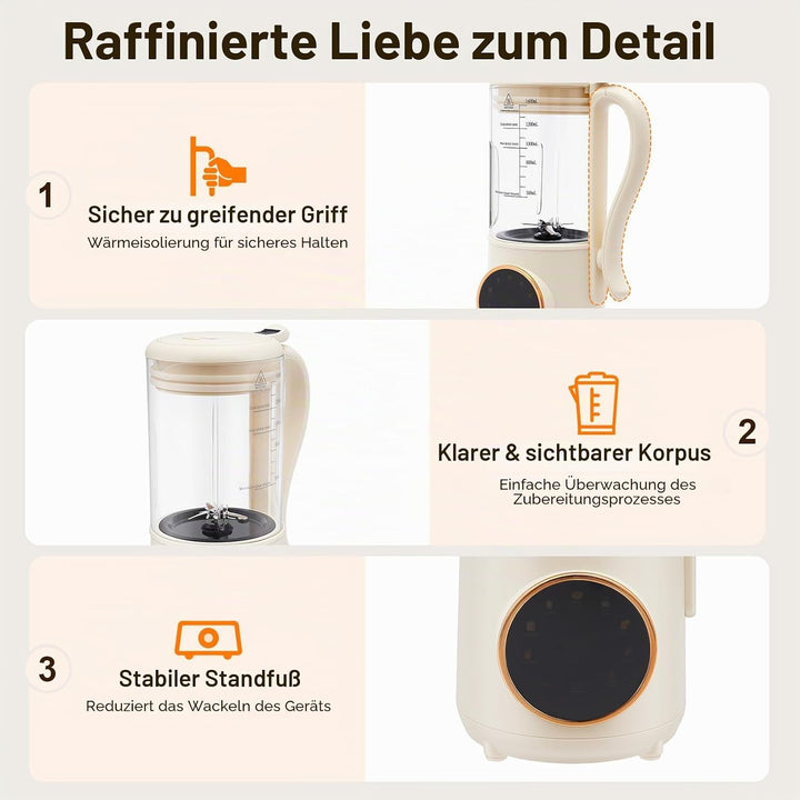 Sojamilch Maschine 1.4L, Pflanzenmilchbereiter für Hafermilch &amp; Nussmilch, 600W mit Timer, Reinigung