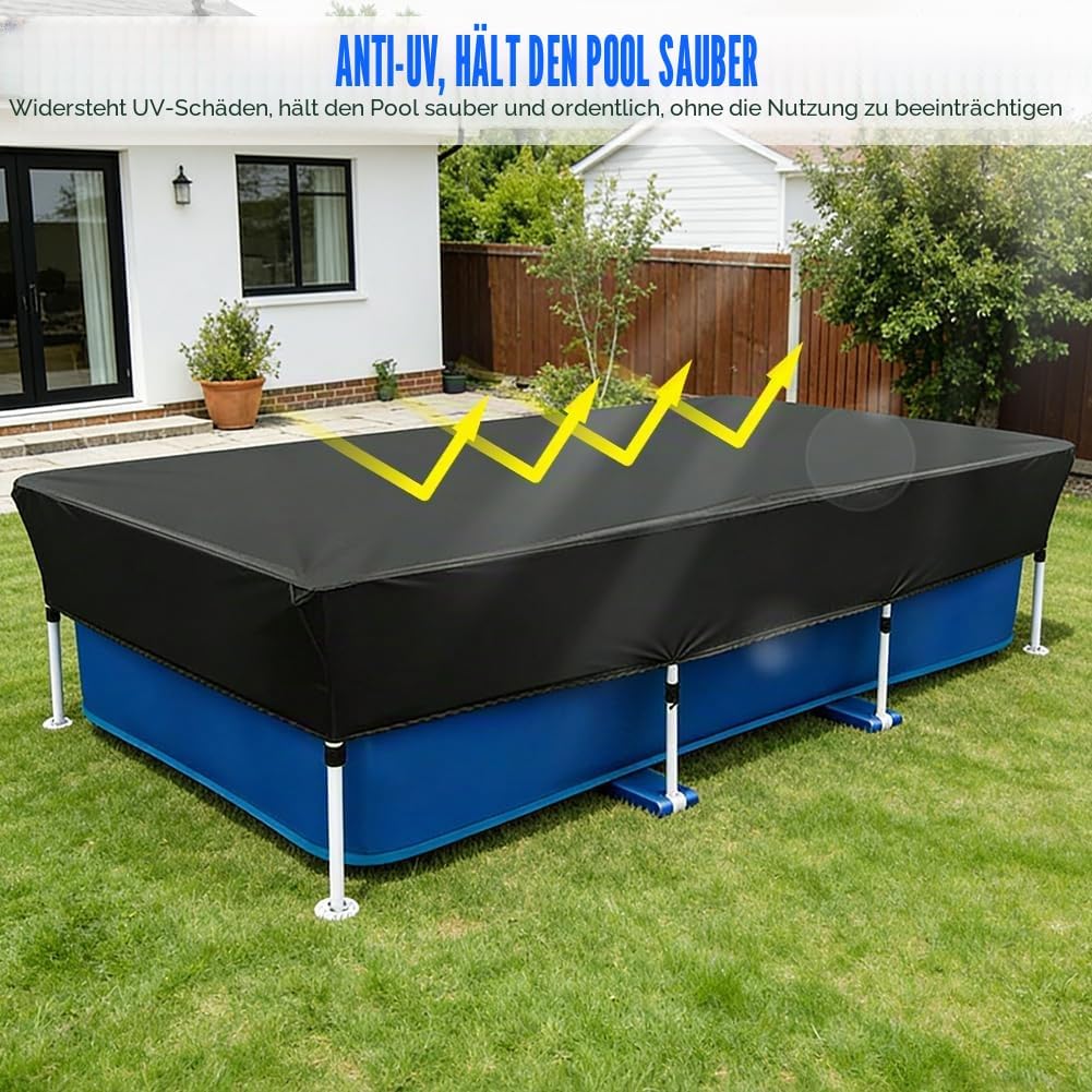 Poolabdeckung Rectangular 225 * 150 * 30cm,Sommer &amp; Winter Poolplane,Schützt Staub, Laub, Wind und S