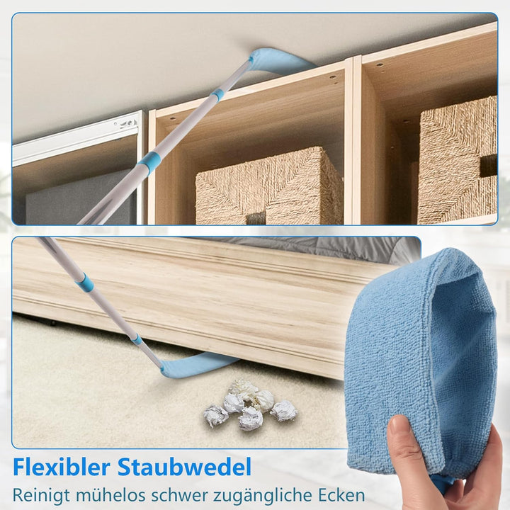 Terafeels 310 cm 5 Stück Staubwedel Lang Teleskop Waschbar, mit 1 Biegbare Eckbesen und 1 Chenille S