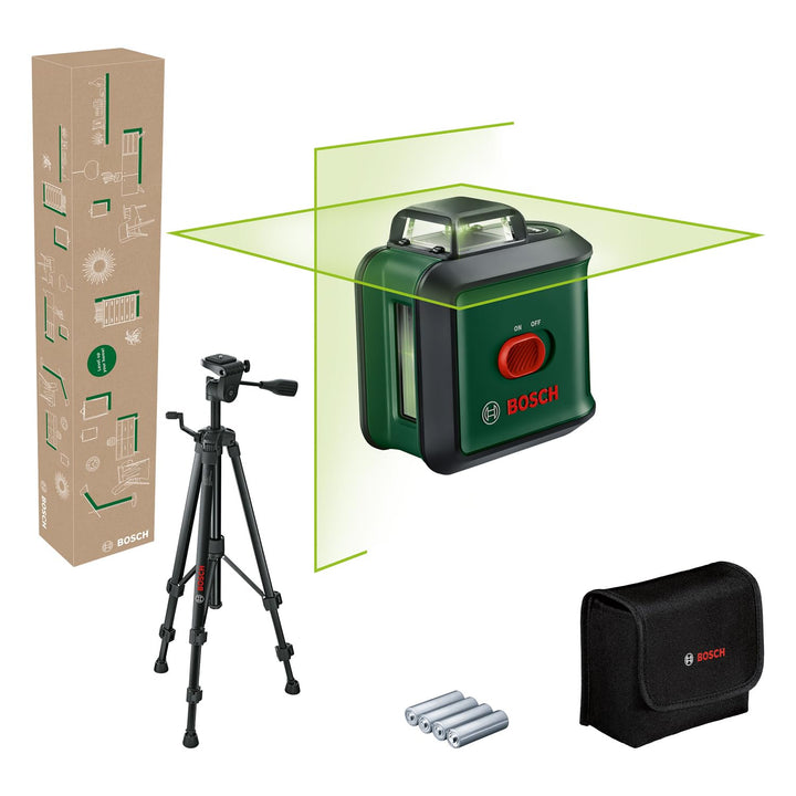 Bosch Kreuzlinienlaser UniversalLevel 360 mit Premium-Stativ (vertikale + horizintale Laserlinien in