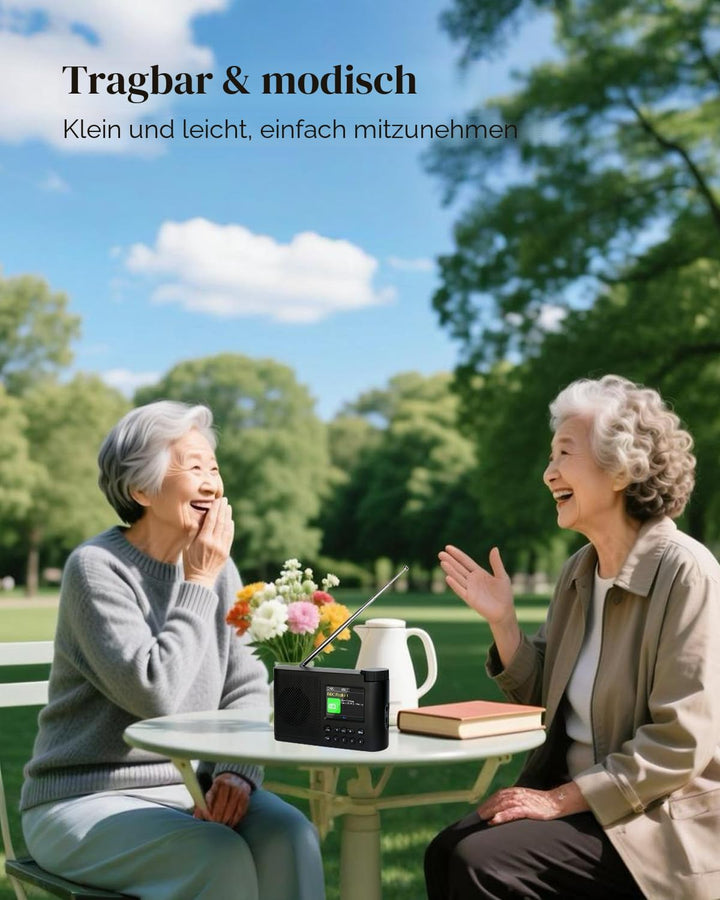 Tragbares DAB Radio Klein, DAB Plus Radio mit Bluetooth, Kofferradio Akku, Mini küchenradio Batterie