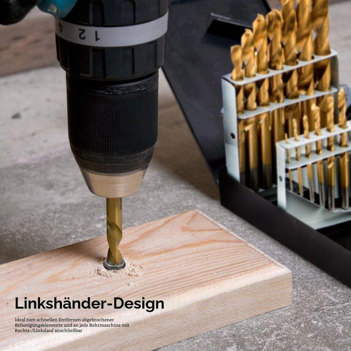 Neiko 10037 eine Linke Hand Bohrer Set, 15 Stück | M2 HSS mit Titan-Nitrid Beschichtung | SAE (1/40,