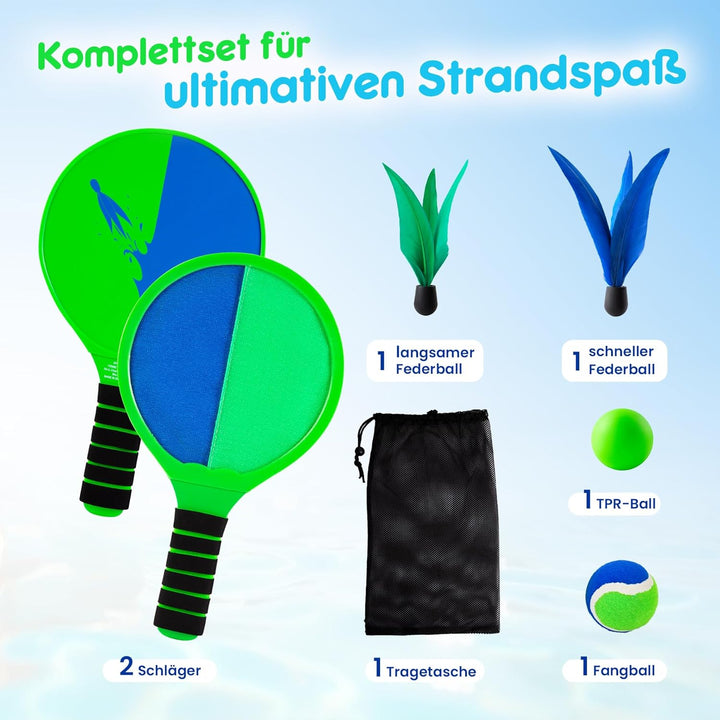 U&C Planet Beachball Set Strandtennis Set Paddle Ball Spiel Klettballspiel Strandschlägerset für Kin