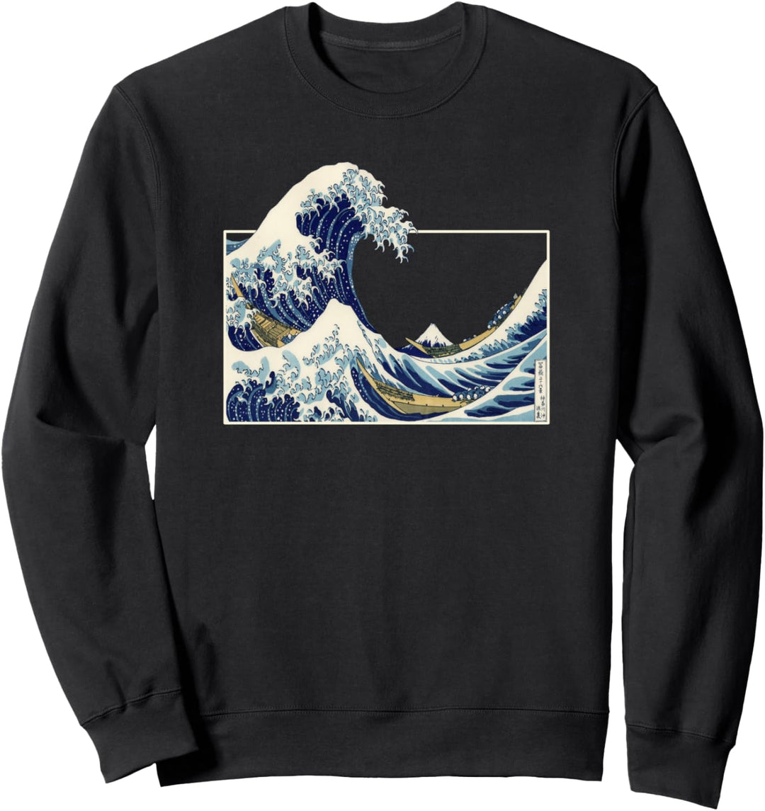 Kanagawa Japanische Kunst Die grosse Welle Vintage-Ästhetik Sweatshirt