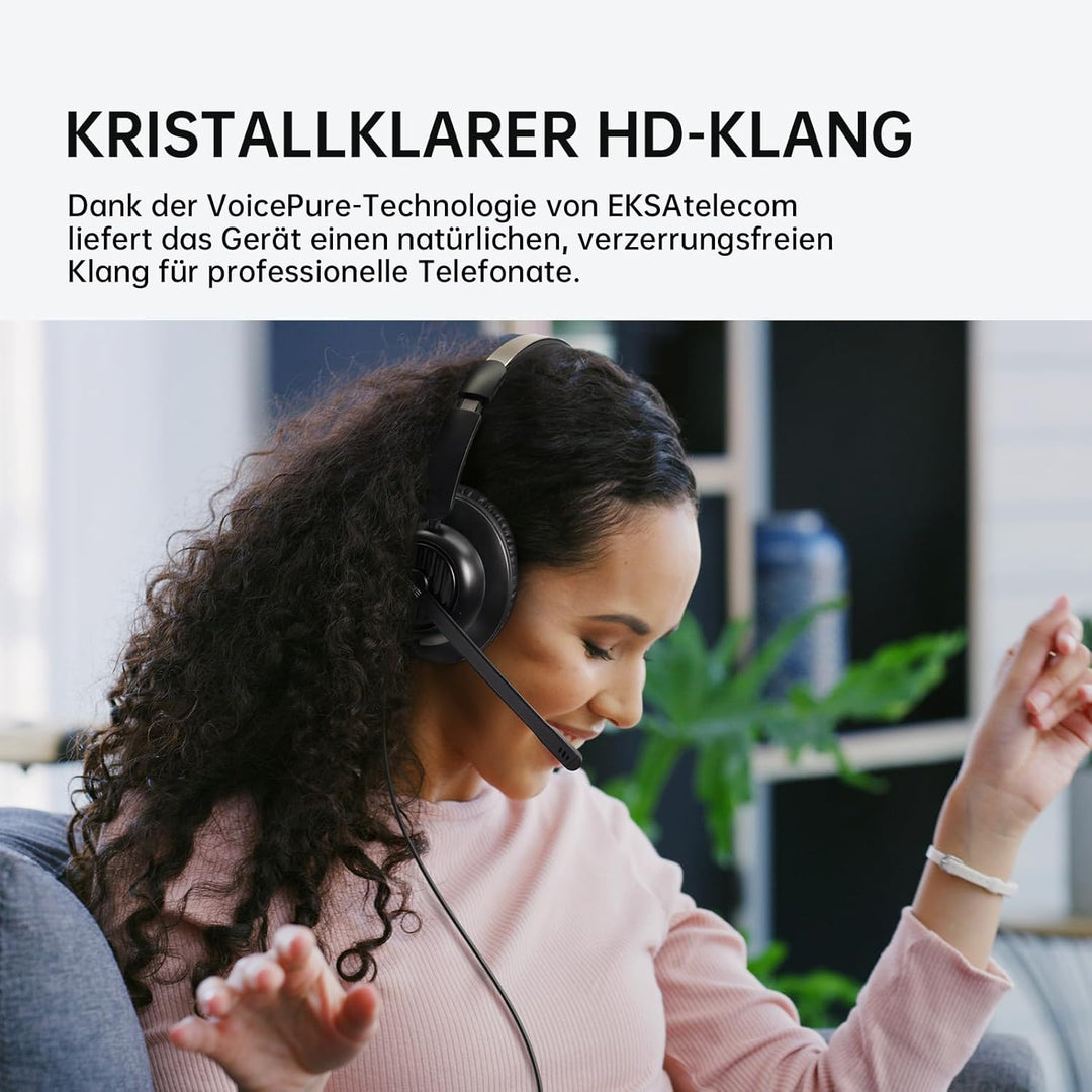 EKSA H8 PC Headset mit Mikrofon, Stereo USB Headset mit Kabel, Headset mit Geräuschunterdrückung, US