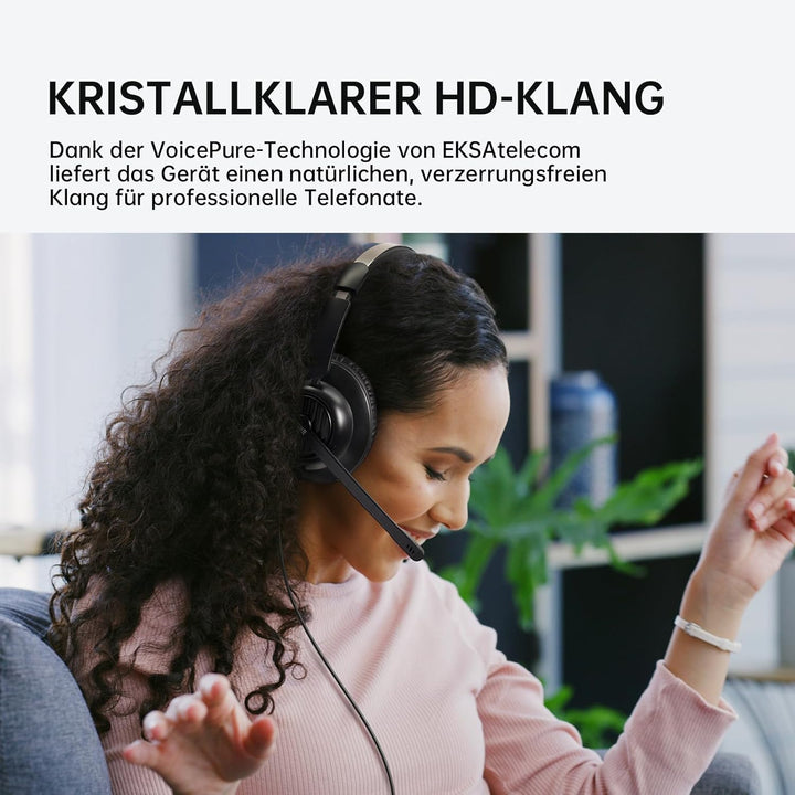 EKSA H8 PC Headset mit Mikrofon, Stereo USB Headset mit Kabel, Headset mit Geräuschunterdrückung, US