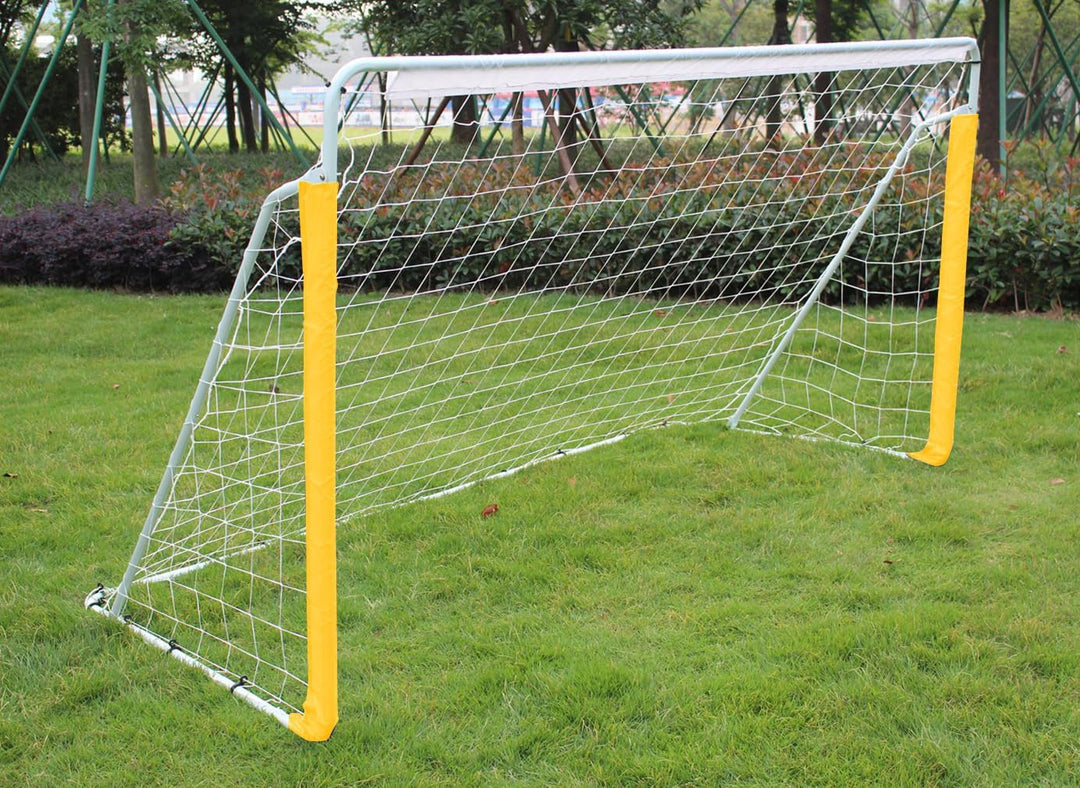 Tragbares Stahl-Fussballtor für Outdoor-Gartentraining mit verrottungsfestem Fussballnetz und schwar