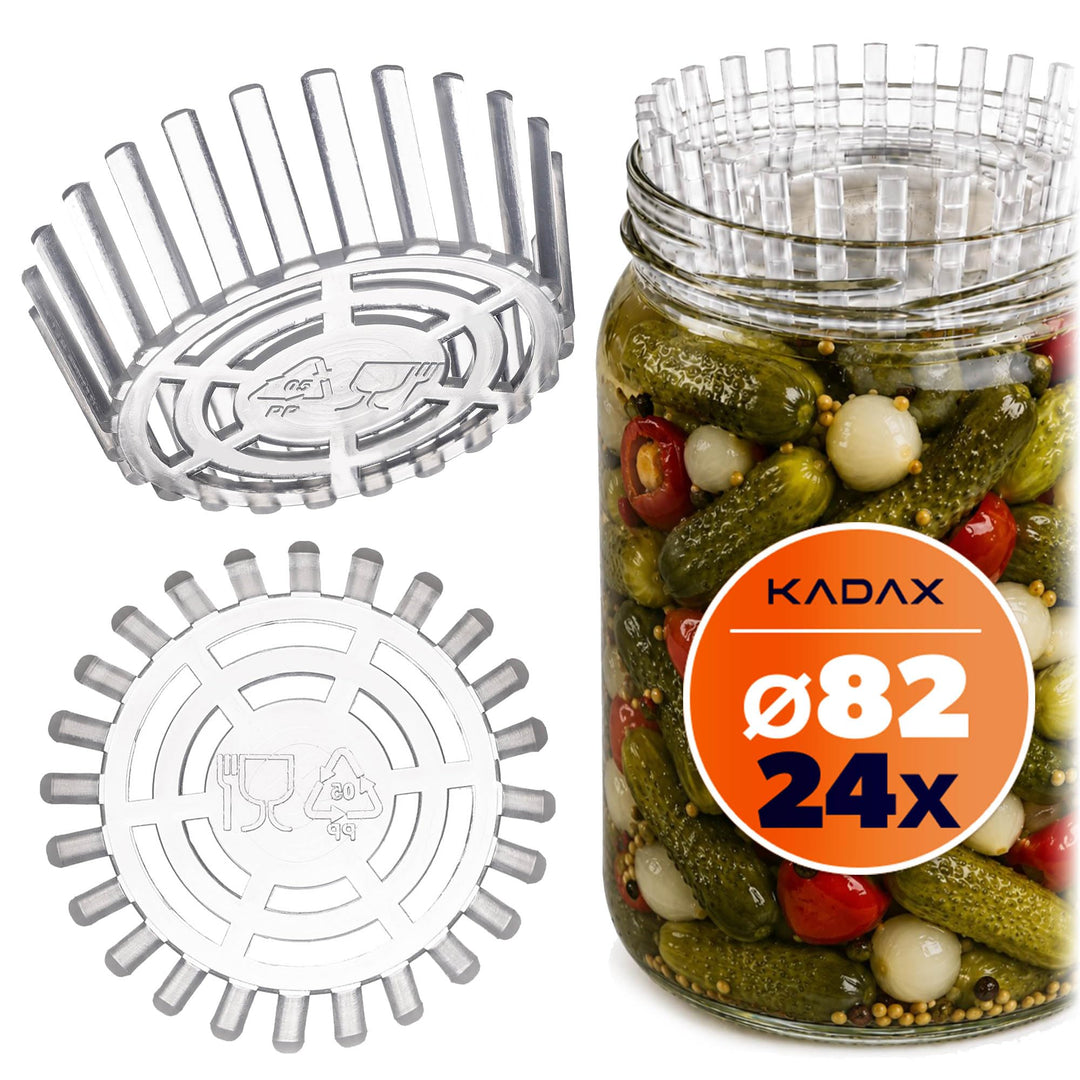KADAX Gärgewicht für Einmachgläser, Kunststoff Gärdeckel, Lebensmittelbeschwerung mit Netz für Sauer