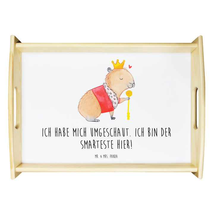 Mr. & Mrs. Panda Holz serviertablett Capybara König - Geschenk, Servier Tablett, Sofa, für Bett, Hol