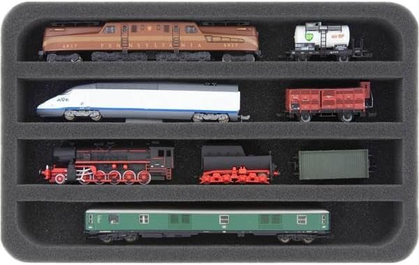 Feldherr Magnetbox gelb für Modelleisenbahnen, Loks und Fahrzeuge - 4 Stege für Spur N - liegend