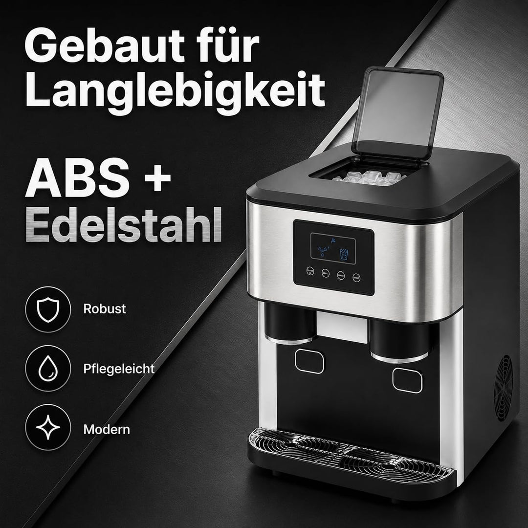 3-in-1 Eismaschine Wasserspender Eiswürfel &amp; Eiscrusher LCD 7-9 Min 16 Eis | 16 Kugel-Eis pro Zyklus