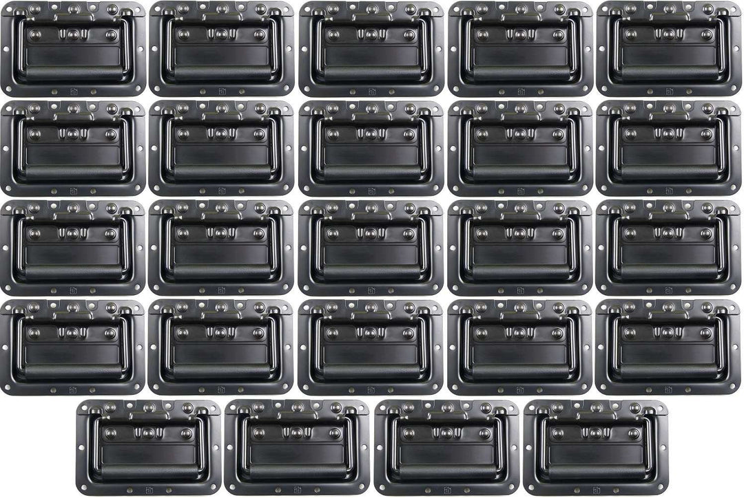Adam Hall Hardware 34082BLK M24 AH - 24er Set Klappgriff / Kistengriff gefedert schwarz in 8 mm Einb