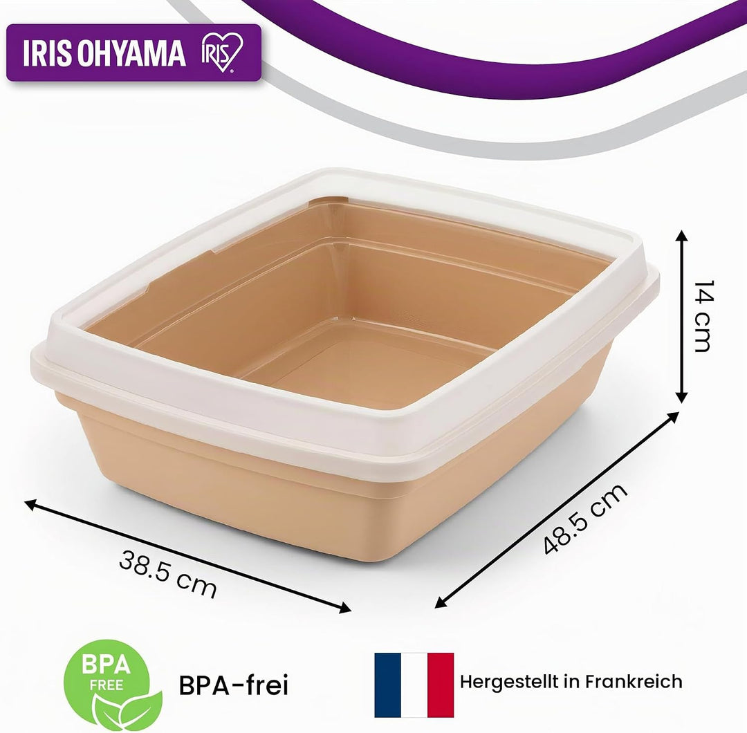 Iris Ohyama Katzenklo, klein, bis 7 kg, Grau, offen, ohne Deckel, Katzentoilette, Abnehmbarer Rand,