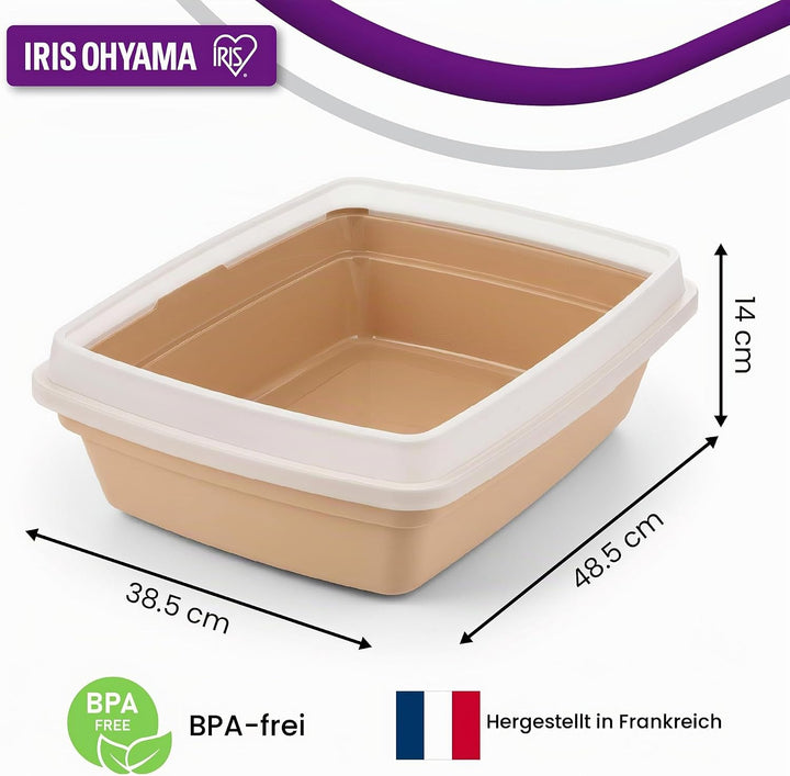 Iris Ohyama Katzenklo, klein, bis 7 kg, Grau, offen, ohne Deckel, Katzentoilette, Abnehmbarer Rand,