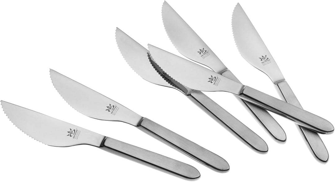 GEHRING Solingen Satino Pizza Messer 6 Stück I 11 cm Klingenlänge I grober Wellenschliff I Pizzamess