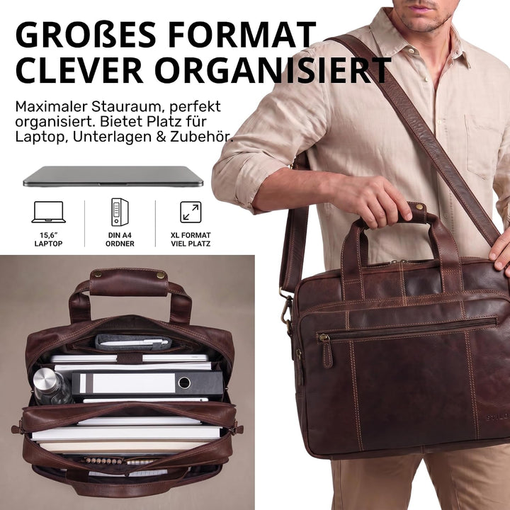 STILORD 'Experience' Vintage Lehrertasche Leder gross für Herren Damen XL Aktentasche Business Schul