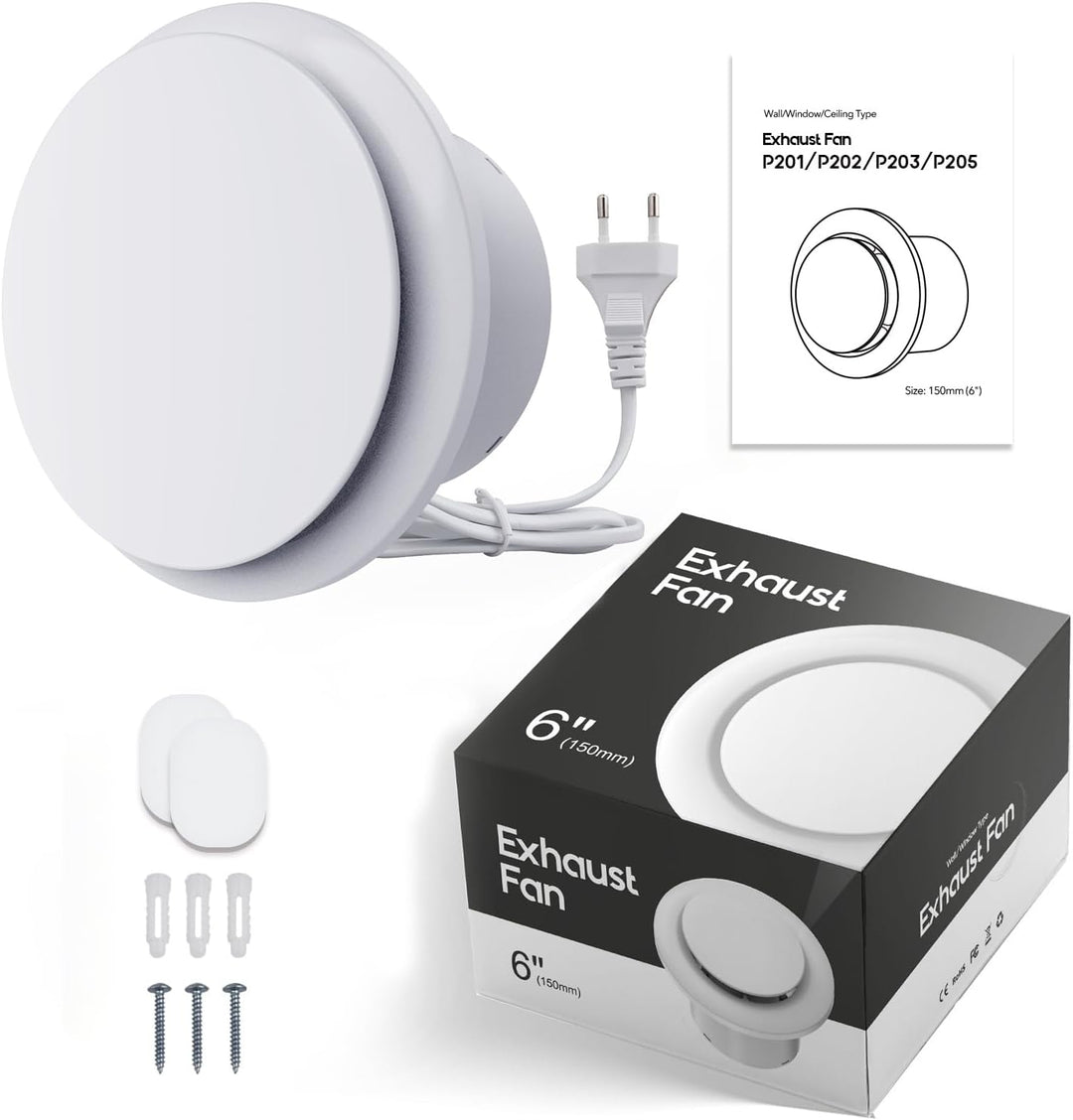 SBONNI Badlüfter 150mm - Geräuscharmer Badezimmerlüfter - 310m³/h Abluftventilator, Badlüfter mit Na