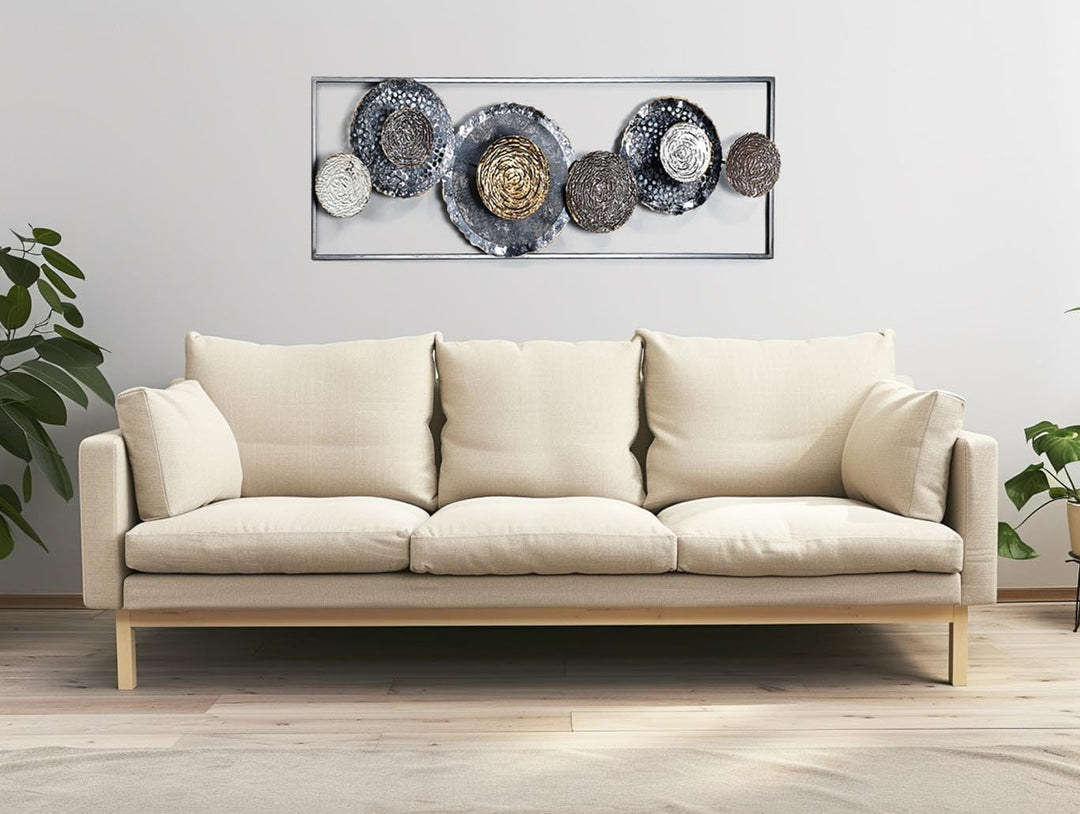 Kobolo Wandbild Wanddeko Metallbild 3D-Bild - BLOSSOM - anthrazit silber gold - ca 31x91 cm