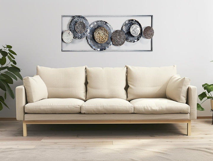 Kobolo Wandbild Wanddeko Metallbild 3D-Bild - BLOSSOM - anthrazit silber gold - ca 31x91 cm