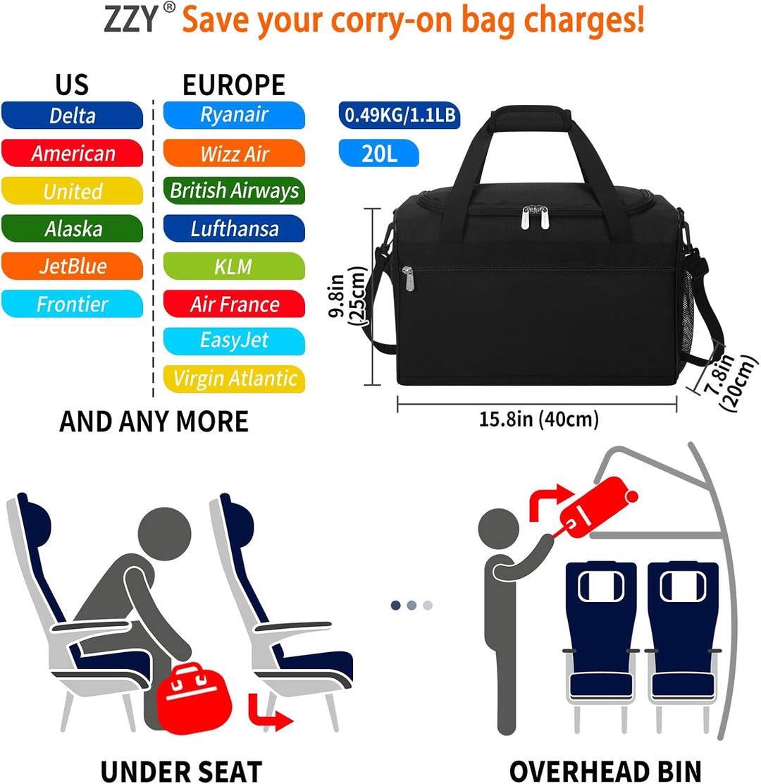 ZZY 20L Sporttasche Klein, Trainingstasche Gym Bag 40x20x25cm, Kleine Fitnesstasche & Weekender für