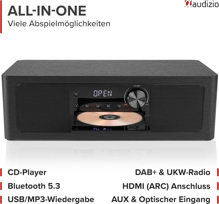 Audizio Lunata - DAB Radio mit CD Player, 100W Stereoanlage mit CD & Bluetooth 5.3 - Musikanlage mit