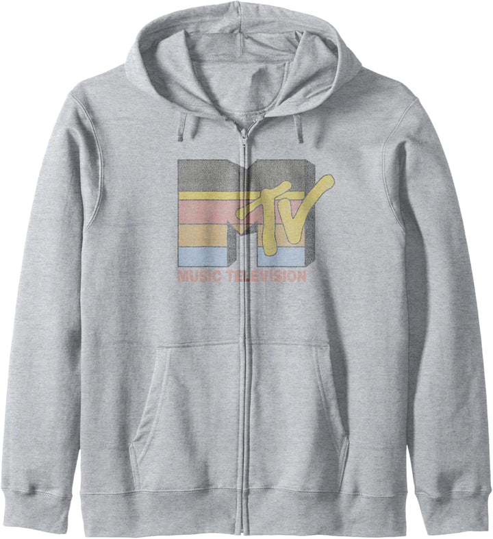 MTV Retro Striped Bold Logo Kapuzenjacke