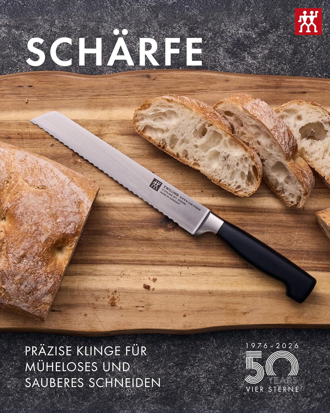 ZWILLING,1001587,Brotmesser, AA8Klingenlänge: 20cm, Klingenblatt mitWellenschliff, Rostfreier Spezia