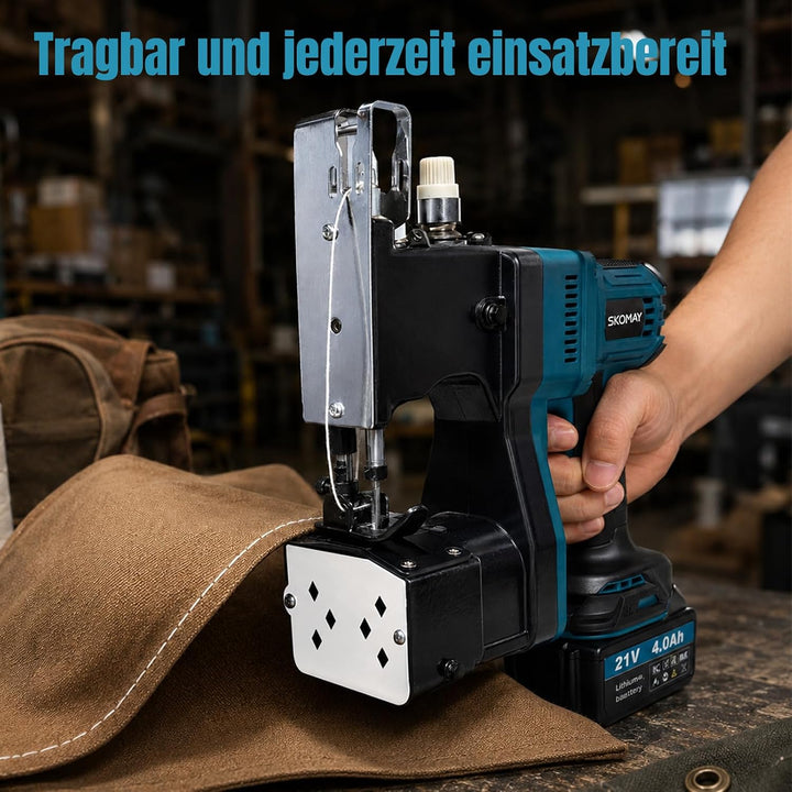 Akku Sacknähmaschine bürstenlos, 18V tragbare Handnähmaschine kompatibel mit Makita 18V Batterie, el
