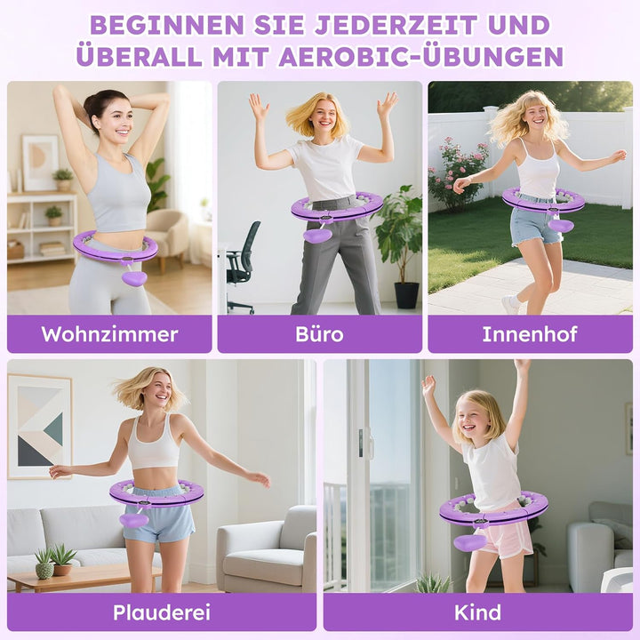 Smart Hula Hoop Reifen Erwachsene mit Gewicht Kugel und Hüftgürtel, Umfang (70-130cm) Abgebauter Fit