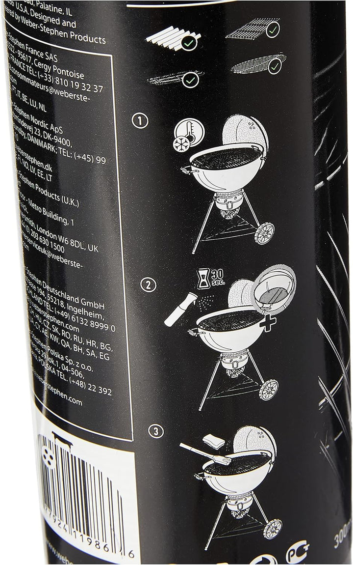 Weber 6645 Grillbesteck Kompakt 2-teilig, Zange und Wender, Edelstahl, schwarz & 17875 Grillrost-Rei