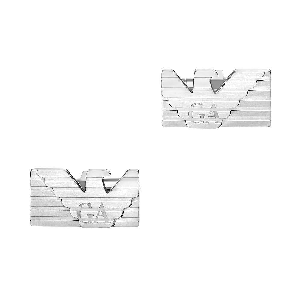 Emporio Armani Herren Manschettenknöpfe aus Edelstahl Dunkles Silber, Dunkles Silber