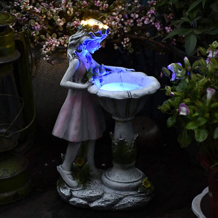 HIAME Gartendeko Figuren für Aussen Gross Solarleuchte, Blumenfee Garten Deko Blume Fee Solar Licht