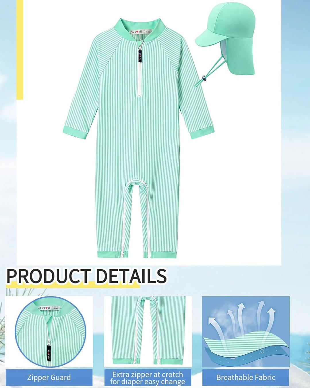 weVSwe Baby Bademode UPF 50+ Schutz Junge Badeanzüge Schrittreissverschluss Langarm mit Sommer Sonne