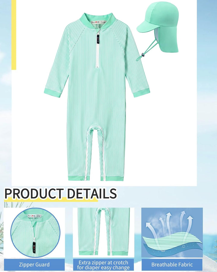 weVSwe Baby Bademode UPF 50+ Schutz Junge Badeanzüge Schrittreissverschluss Langarm mit Sommer Sonne