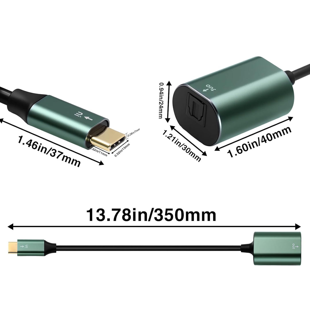 Duttek USB C zu Toslink Optik Stereo Konverterkabel 0.2 m, unidirektional, USB C Stecker auf SPDIF B