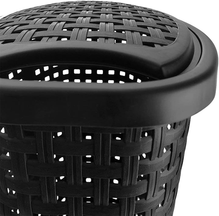 Wäschekorb Wäschetonne Wäschesammler Wäschebox Wäschebehälter mit Deckel schmal schwarz 45 L 41x32x6