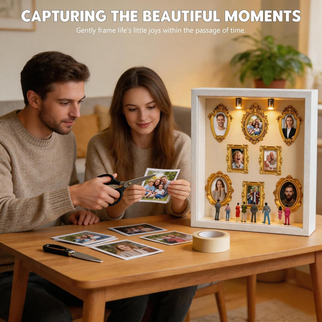 DIY Mini Museum Silhouette Box, Mini Menschen Figuren Museum mit Mini Bilderrahmen Vintage & Miniatu