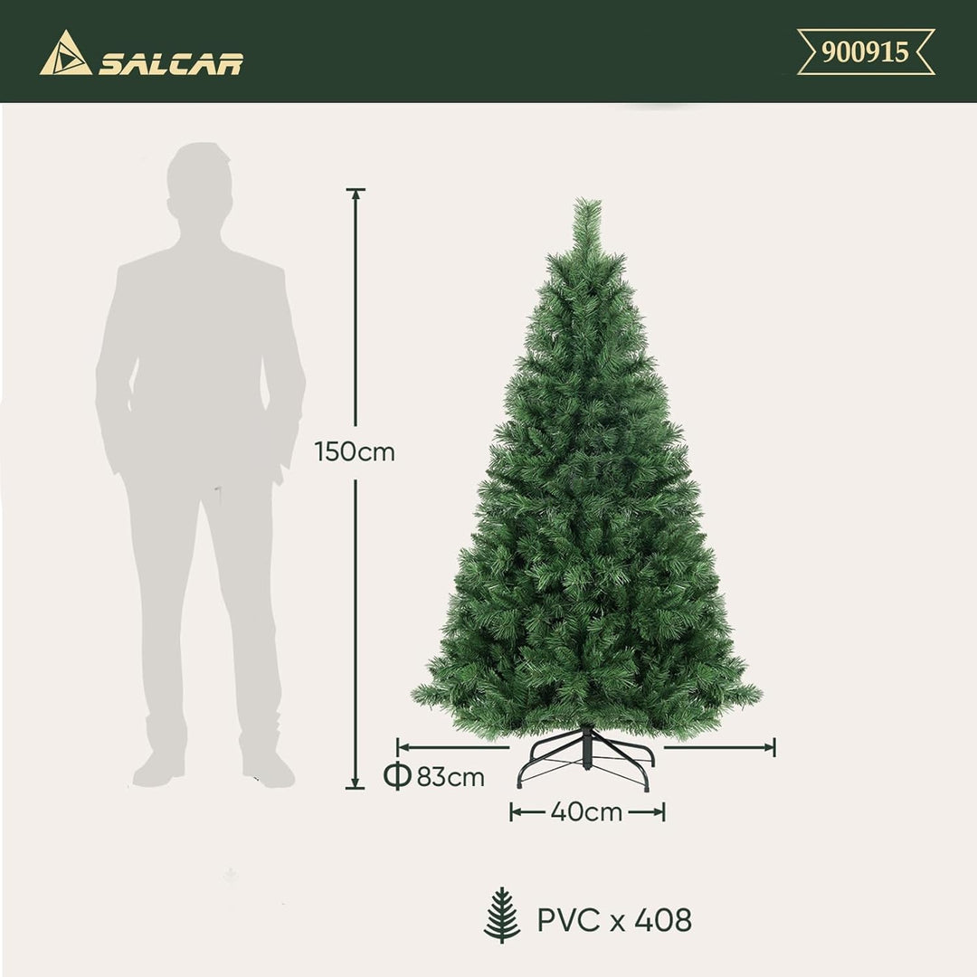 SALCAR Künstlicher Weihnachtsbaum 150 cm, Tannenbaum Künstlich mit Handschuhen und Metallständer, Ch