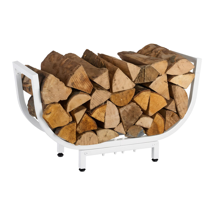 Relaxdays Kaminholzregal, Metall, HxBxT: 35 x 65 x 21 cm, Kaminholzhalter innen, geschwungener Kamin