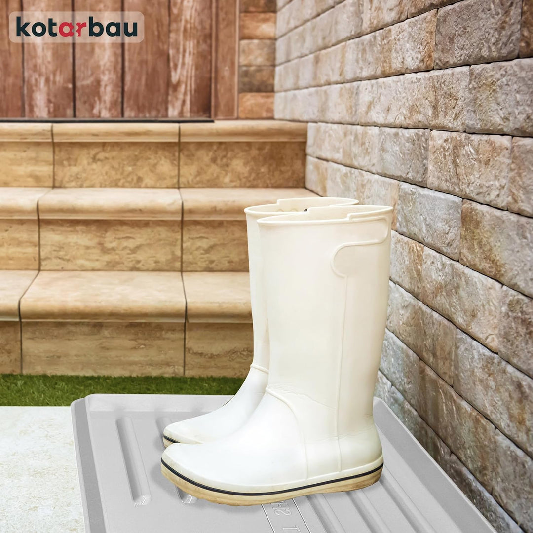 KOTARBAU® 2er Set Schuhabtropfschale 60x40 cm Abtropfmatte Schuhe Grau Schuhmatte Abtropfmatte Kunst