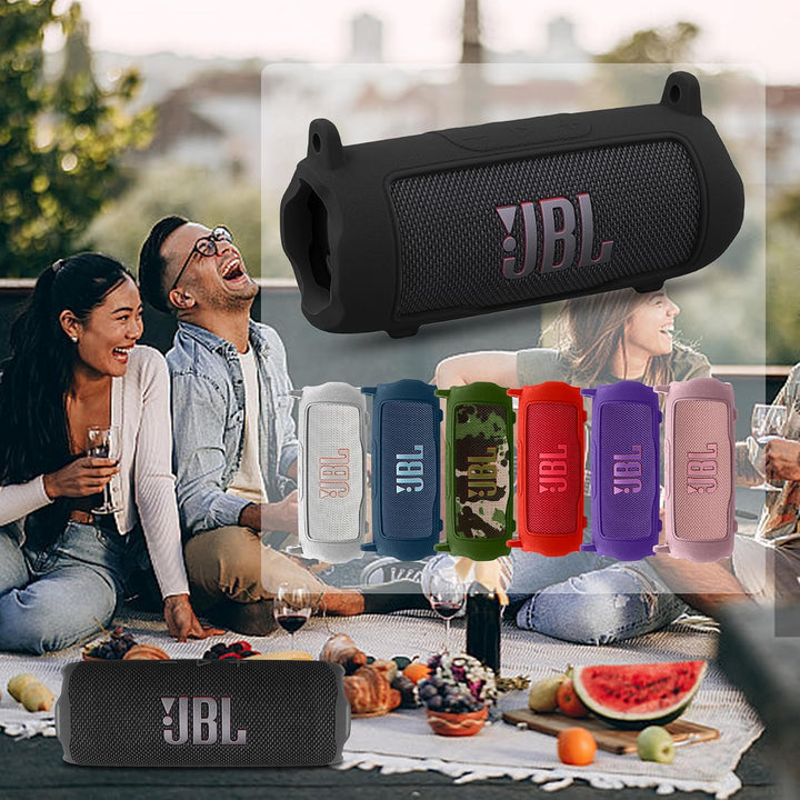 Khanka Silikonhülle für JBL Flip 7 Bluetooth-Lautsprecher Schwarz, Schwarz