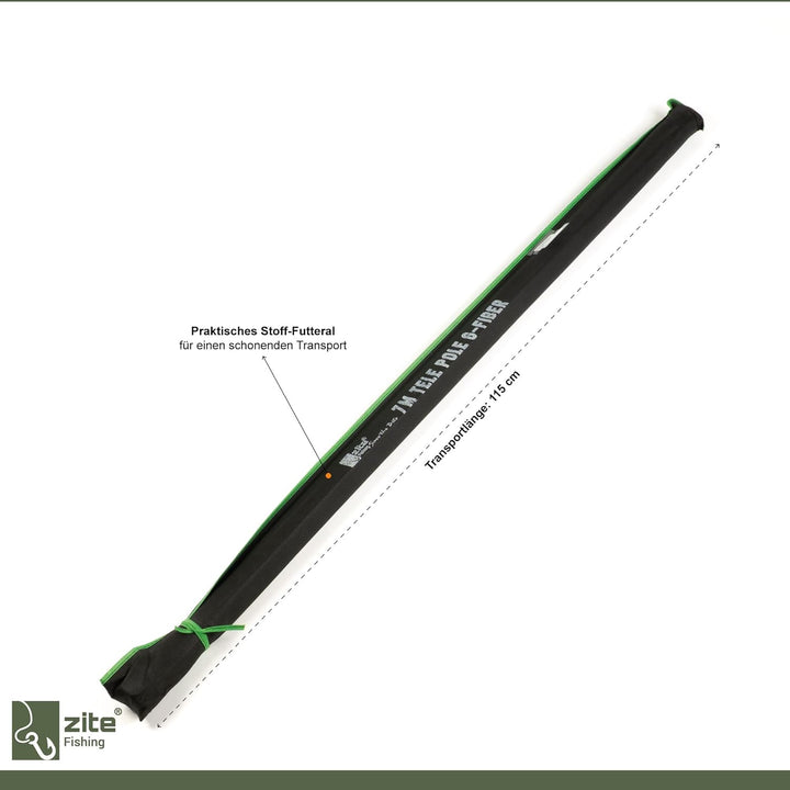 Zite Fishing Stipprute 3-7 m – Teleskoprute Stippe Glasfaser mit Spitzenring – Basic Teleskopangel/F